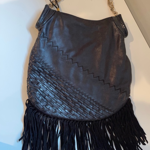 Jimmy Choo Leather and Suede Fringed Handbag - Picture 6 of 12